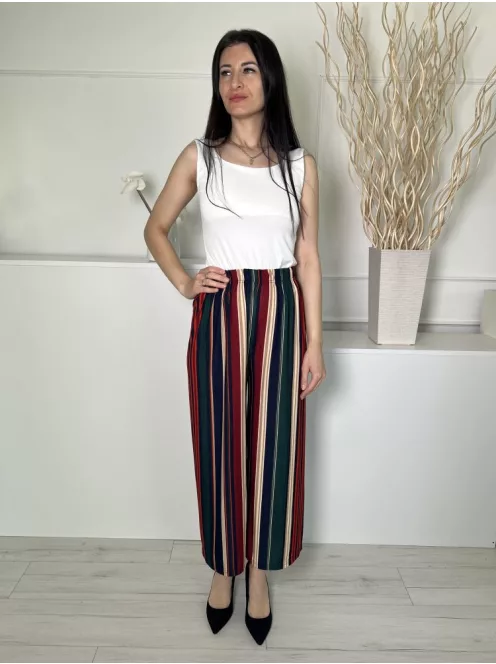 Stella (M) Sötétkék-Drapp-Piros Gumisderkú, Csíkos Lenge Fazonú Nadrág