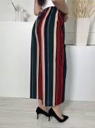 Stella (M) Sötétkék-Drapp-Piros Gumisderkú, Csíkos Lenge Fazonú Nadrág