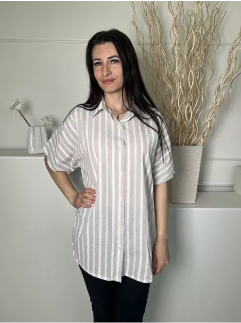 Pretty Little Thing (S) Fehér Szürke Csíkos, Elől Végig Gombos 100% Pamut Alapanyagú Felső