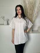 Pretty Little Thing (S) Fehér Szürke Csíkos, Elől Végig Gombos 100% Pamut Alapanyagú Felső