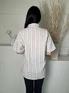 Pretty Little Thing (S) Fehér Szürke Csíkos, Elől Végig Gombos 100% Pamut Alapanyagú Felső