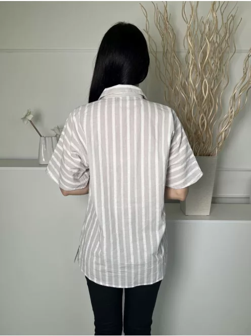 Pretty Little Thing (S) Fehér Szürke Csíkos, Elől Végig Gombos 100% Pamut Alapanyagú Felső