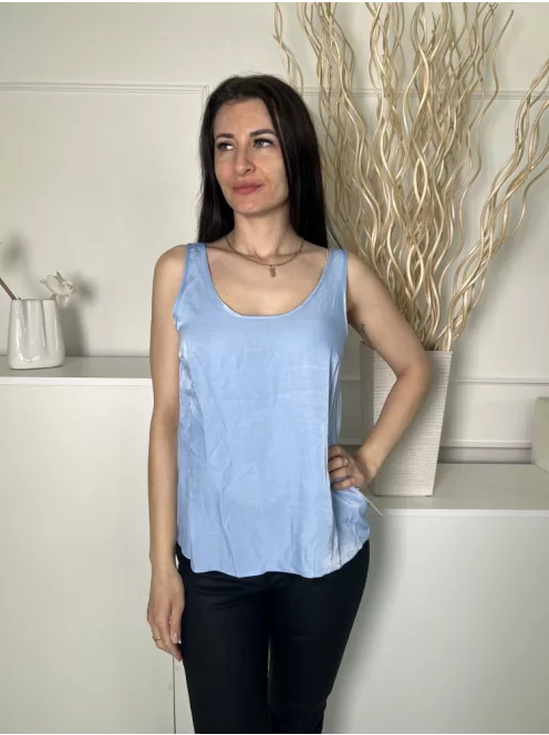 ÚJ Primark (M) Vízkék Enyhén Fényes Anyagú Pántos Felső