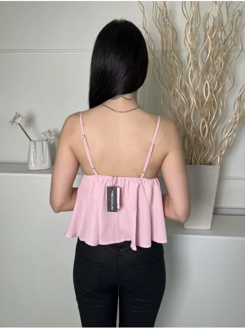 ÚJ Pretty Little Thing (S) Rózsaszín Állítható Pántú Lenge Fazonú Felső