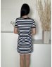   Joules (S) Fekete Fehér Csíkos, Kerek Nyakú 100% Pamut Alapanyagú Ruha