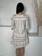 Vero Moda (S) Fehér Halvány Khaki Mintás 100% Pamut Alapanyagú Ruha