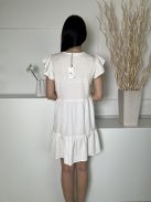 ÚJ Primark (S) Törtfehér Kerek Nyakú, Fodros Vállú és Aljú Lenge Fazonú Ruha