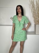 ÚJ Jack Wills (S) Zöld Fehér Virágos, Mellnél Megkötős Hátul Nyitott, Gombos, Oldalt Cipzáros Ruha