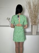 ÚJ Jack Wills (S) Zöld Fehér Virágos, Mellnél Megkötős Hátul Nyitott, Gombos, Oldalt Cipzáros Ruha