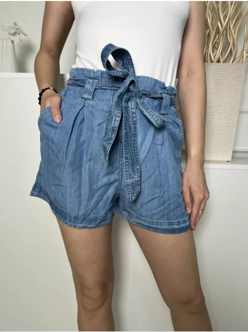 SuperDry (S) Kék Elől Gombos, Derékban Megkötős Zsebes, Vékony Anyagú, Farmer Rövidnadrág