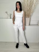 Joules (S) Fehér Elől Összehúzható, Megkötős Zsebes, Enyhén Áttetsző, 100% Len Alapanyagú Nadrág