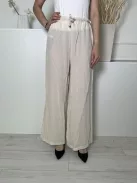 ÚJ Primark (S) Drapp Elől Összehúzható, Megkötős 90% Pamut és 10% Len Alapanyagú, Enyhén Áttetsző Nadrág