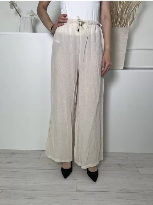 ÚJ Primark (S) Drapp Elől Összehúzható, Megkötős 90% Pamut és 10% Len Alapanyagú, Enyhén Áttetsző Nadrág