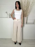 ÚJ Primark (S) Drapp Elől Összehúzható, Megkötős 90% Pamut és 10% Len Alapanyagú, Enyhén Áttetsző Nadrág