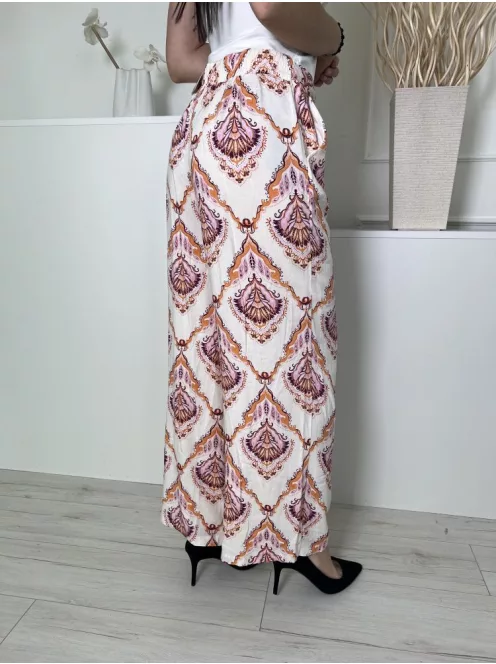 Primark (M) Fehér Színes Mintás, Elől Összehúzható Megkötős, Zsebes, Hátul Gumisderekú Nadrág