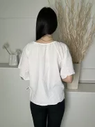 F&F (M) Fehér Anyagában Mintás, Nyakban Megköthető BőUjjú Felső