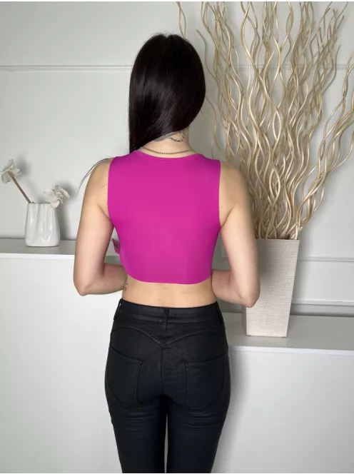 ZARA (S) Ciklámen Kerek Nyakú, Rugalmas Anyagú Rövid Fazonú Felső
