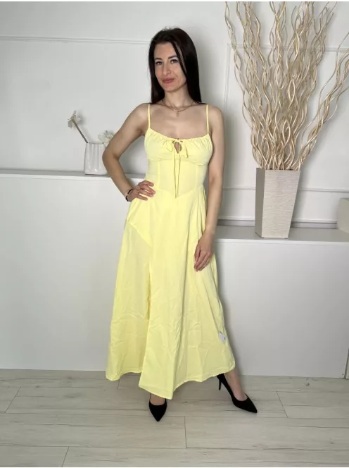 Shein (XS) Sárga Mellnél Megkötős, Szoknyarészben Átlapolt Hátul Darázsolt, Állítható Pántú Ruha