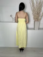 Shein (XS) Sárga Mellnél Megkötős, Szoknyarészben Átlapolt Hátul Darázsolt, Állítható Pántú Ruha