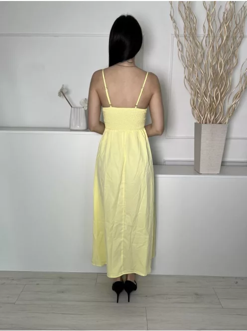 Shein (XS) Sárga Mellnél Megkötős, Szoknyarészben Átlapolt Hátul Darázsolt, Állítható Pántú Ruha