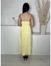   Shein (XS) Sárga Mellnél Megkötős, Szoknyarészben Átlapolt Hátul Darázsolt, Állítható Pántú Ruha