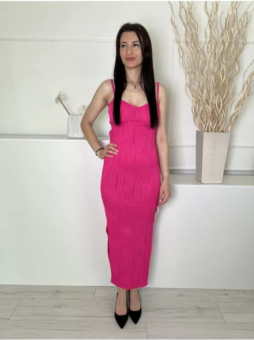 ÚJ Shein (XS) Pink Hátul Fűzős, Anyagában Mintás Oldalt Sliccelt, Pántos Ruha