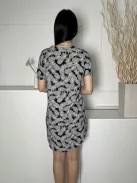 H&M (S) Fekete Fehér Ananász Mintás Elől Díszhajtásos Ruha