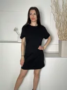 H&M (S) Fekete Felvarrt Ujjvégű Kerek Nyakú, 100% Pamut Ruha