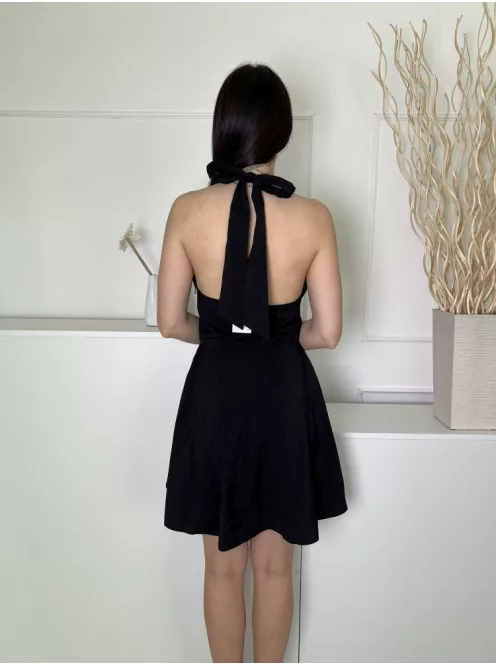 ÚJ H&M (S) Fekete Hátul Nyakban Megkötős Oldalt Cipzáros Ruha