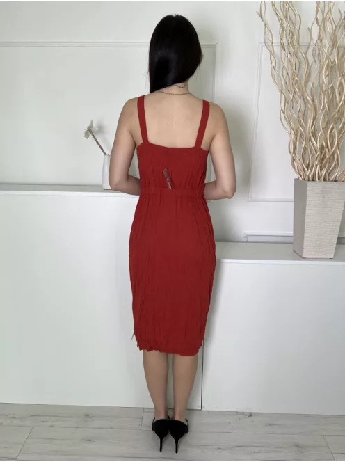 ÚJ Primark (M) Rőtbarna Elől Végig Gombos, Mellnél Zsebes Derékban Megkötős, Pántos Ruha