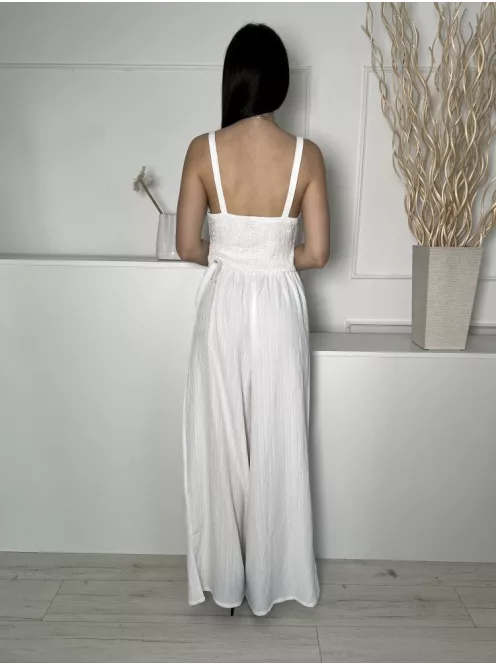 Shein (M) Fehér Hátul Darázsolt, Elől Nyitott Mellnél Csavart, Anyagában Mintás Overál