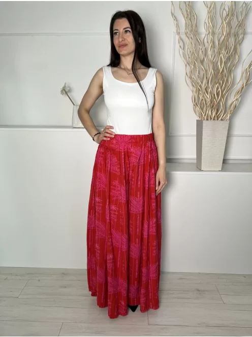 Next (M) Piros Rózsaszín Mintás, Gumisderekú Extra Bőszárú, Zsebes Nadrág