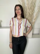 Hollister (S) Fehér Színes Csíkos, Elől Végig Gombos Mellnél Zsebes Felső