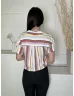   Hollister (S) Fehér Színes Csíkos, Elől Végig Gombos Mellnél Zsebes Felső
