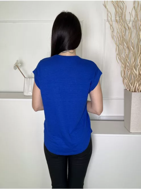 Witchery (S) Királykék V Kivágású Kerekített Aljú, 90% Len Alapanyagú Felső