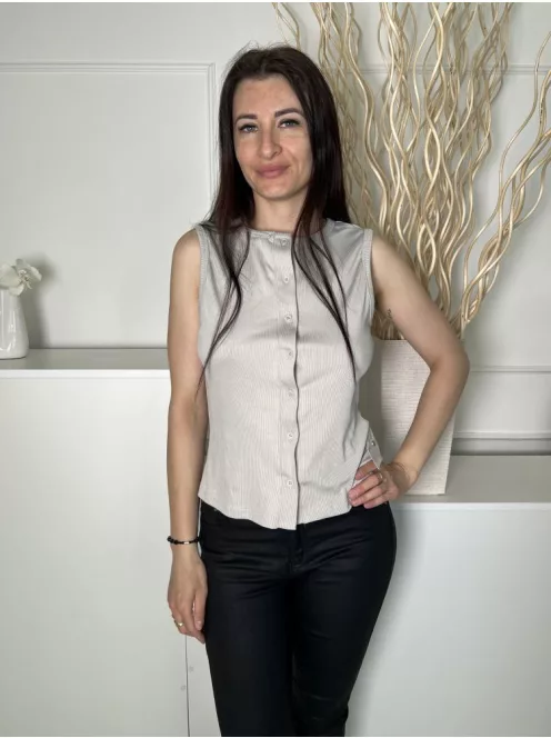 Yozy (M) Szürke Elől Végig Gombos Anyagában Bordázott Felső