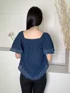 Top (S) Kék Gumírozott Vállú Mintás, Bőfazonú Felső