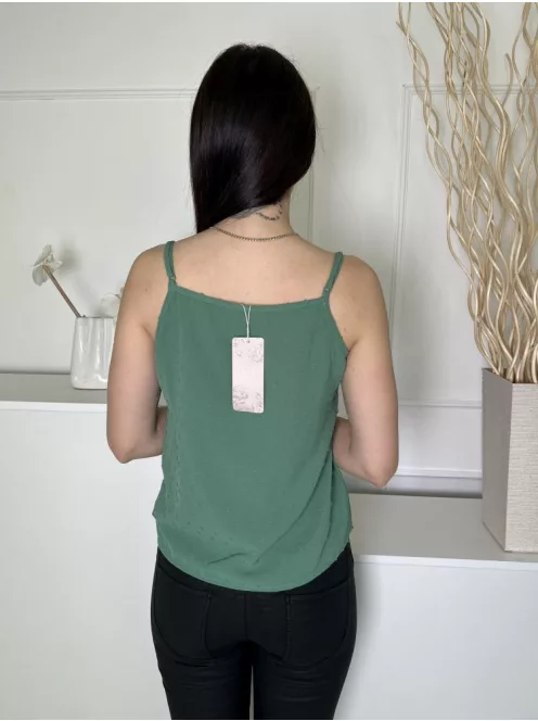 ÚJ Emery Rose (S) Zöld Anyagában Mintás, Felül Horgoltmintás Állítható Pántú Felső