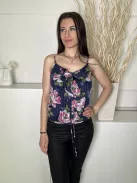 Gilly Hicks (S) Sötétkék Rózsaszín Virágos, Anyagában Csíkos Alul Összehúzható, Megkötős, 100% Pamut Felső