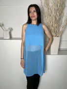 ÚJ Select (M) Vízkék Hátul Nyakban Gombos, Felül Bélelt Oldalt Sliccelt Felső