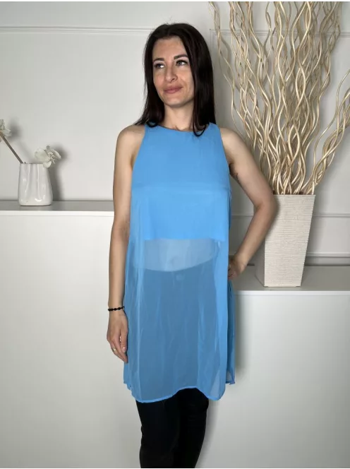 ÚJ Select (M) Vízkék Hátul Nyakban Gombos, Felül Bélelt Oldalt Sliccelt Felső