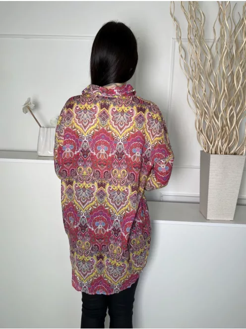 Primark (S) Színes Mintás Elől Végig Gombos, 100% Pamut Galléros, Bőfazonú Felső