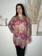 Primark (S) Színes Mintás Elől Végig Gombos, 100% Pamut Galléros, Bőfazonú Felső