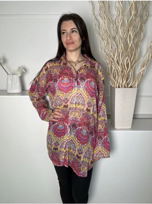 Primark (S) Színes Mintás Elől Végig Gombos, 100% Pamut Galléros, Bőfazonú Felső