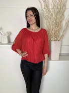 Next (M) Piros Derékban Darázsolt, Ujján Nyitott Kerek Nyakú Felső