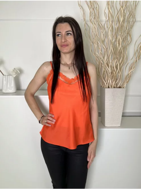 ÚJ Joe Browns (S) Narancs Felül Csipkedíszes Pántos Felső