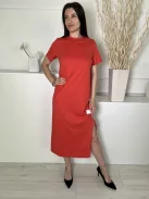 New Look (XS) Fakó Piros Kerek Nyakú, Oldalt Sliccelt 100% Pamut Alapanyagú Ruha