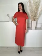 New Look (XS) Fakó Piros Kerek Nyakú, Oldalt Sliccelt 100% Pamut Alapanyagú Ruha