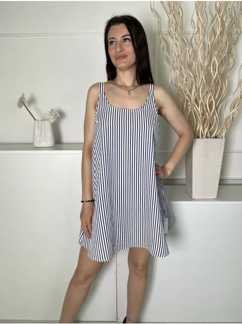 Primark (S) Fehér Kék Csíkos, Hátul Összehúzható Megkötős, Pántos Ruha