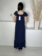 Új Yidarton (S) Sötétkék ELŐL Végig Gombos, Derékban Megkötős Fodros Aljú Ruha